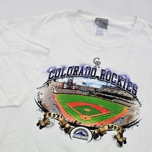 Colorado Rockies MLB Genuine Merchandise White Graphic T-Shirt 3XL Stadium Tee